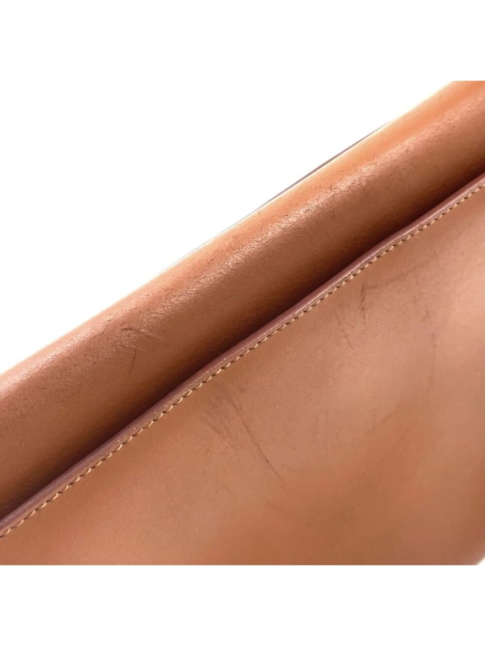 Celine Logo Plate Leather Brown Shoulder Bag Gold - Picture 13 of 15